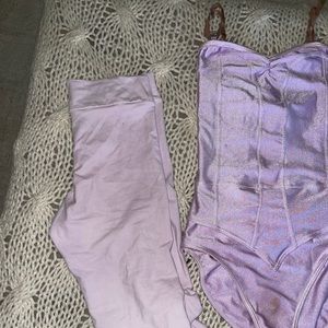 Mondor lilac dance leotard & stirrup leggings